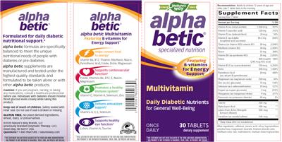 Photo of the Nature's Way Alpha Betic Multivitamin label