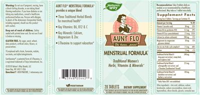 Photo of the Nature's Way Aunt Flo Menstrual Formula label