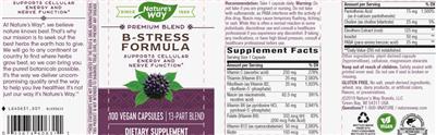 Photo of the Nature's Way B-Stress Formula label