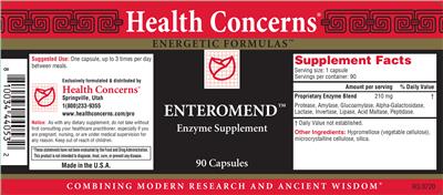 Photo of the Health Concerns Enteromend label