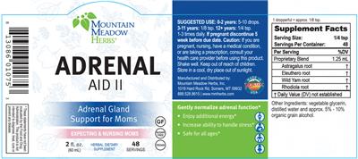 Photo of the Mountain Meadow Herbs Adrenal Aid II label