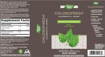Photo of the Nature's Way Chlorofresh Mint Flavored label