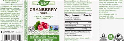 Photo of the Nature's Way Cranberry Fruit 930 mg label