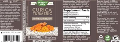 Photo of the Nature's Way Curica Turmeric 600 mg label