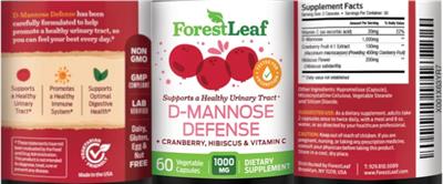 Photo of the ForestLeaf D-Mannose Defense 1000 mg label