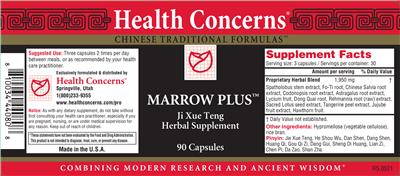 Photo of the Health Concerns Marrow Plus label