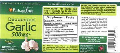 Deodorized Garlic 500 mg