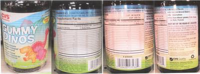 Photo of the CVS Pharmacy Gummy Dinos label