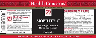 Photo of the Health Concerns Mobility 3 label