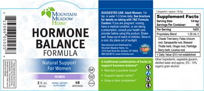 Photo of the Mountain Meadow Herbs Hormone Balance Formula label