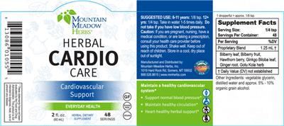 Photo of the Mountain Meadow Herbs Herbal Cardio Care label
