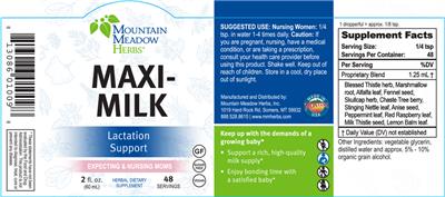 Photo of the Mountain Meadow Herbs Maxi-Milk label