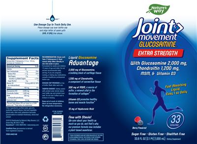 Photo of the Nature's Way Joint Movement Glucosamine Extra Strength Berry Flavored label