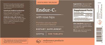 Photo of the Endurance Products Company Endur-C 500 mg label