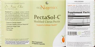 Photo of the ecoNugenics PectaSol-C Modified Citrus Pectin label