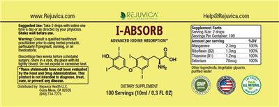 Photo of the Rejuvica Health I-Absorb label