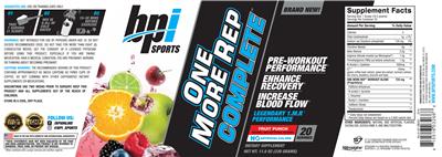 Product label for One More Rep Complete Fruit Punch