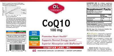 Photo of the OL Olympian Labs CoQ10 100 mg label