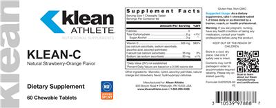 Photo of the Klean Athlete Klean-C Natural Strawberry-Orange Flavor label