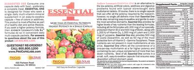 Photo of the ProCaps Laboratories Essential 1 Essential One Multi-Vitamin-Mineral label
