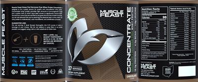 Photo of the Muscle Feast Concentrate Whey Protein Chocolate label