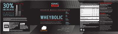 Photo of the GNC AMP Advanced Muscle Performance Wheybolic Salted Caramel label