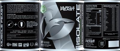 Photo of the Muscle Feast Isolate Whey Protein Unflavored label