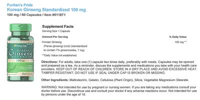 Korean Ginseng Extract 100 mg
