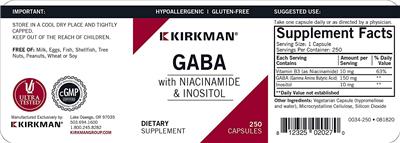 Photo of the Kirkman GABA with Niacinamide & Inositol label