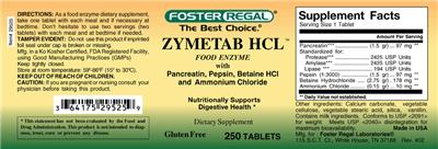 Photo of the Foster Regal Zymetab HCL label
