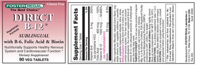Photo of the Foster Regal Direct B-12 label