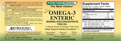 Photo of the Foster Regal Omega-3 Enteric label