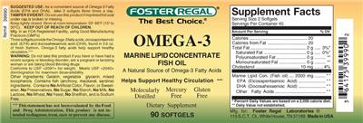 Photo of the Foster Regal Omega-3 label