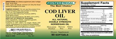 Photo of the Foster Regal Cod Liver Oil label