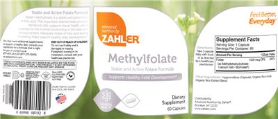 Photo of the Advanced Nutrition by Zahler Methylfolate label