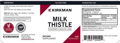 Photo of the Kirkman Milk Thistle label