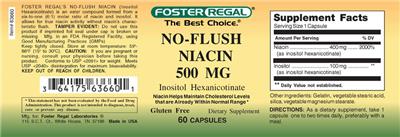 Photo of the Foster Regal No-Flush Niacin 500 mg label