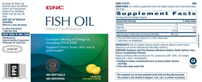 Photo of the GNC Fish Oil Lemon label