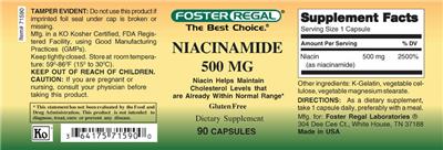 Photo of the Foster Regal Niacinamide 500 mg label
