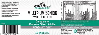 Photo of the Windmill Comparables Milltrium Senior with Lutein label