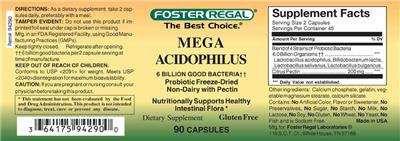 Label of Mega Acidophilus