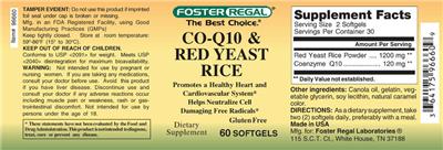 Photo of the Foster Regal Co-Q10 & Red Yeast Rice label