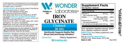Photo of the Wonder Laboratories Iron Glycinate 28 mg label
