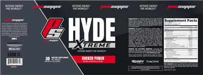Photo of the PS ProSupps Hyde Xtreme Sucker Punch label