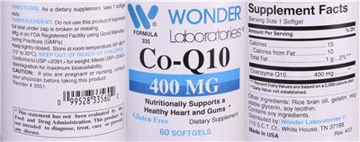 Photo of the Wonder Laboratories Co-Q10 400 mg label