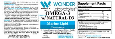 Photo of the Wonder Laboratories Omega-3 w/ Natural D3 label