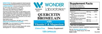 Photo of the Wonder Laboratories Quercetin Bromelain label