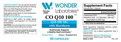 Photo of the Wonder Laboratories Co Q10 100 100 mg label