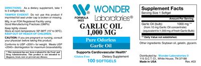 Photo of the Wonder Laboratories Garlic Oil 1,000 mg label