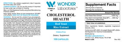 Photo of the Wonder Laboratories Cholesterol Health label